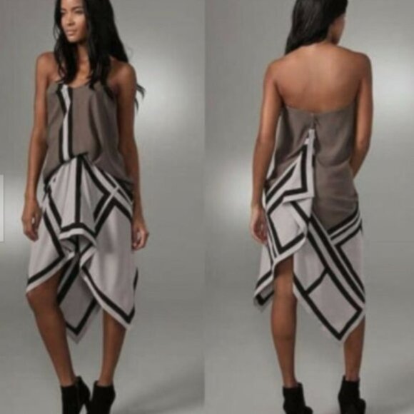 BCBGMaxAzria Runway Fall  2010 Handkerchief Strapless Light Fati Dress size 0 - Picture 1 of 16